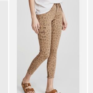 NWT Frame Denim Spring Cheetah Skinny Cargo Utility Pants with zipper hem